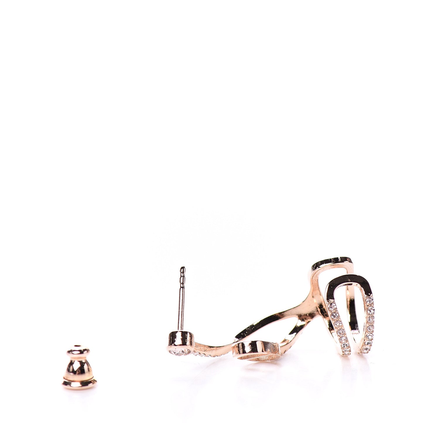 Metal Crystal Petit Rigid CD Ear Jewelry Rose Gold Pink