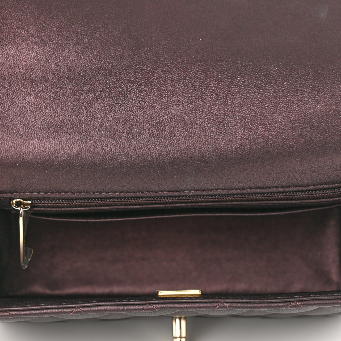 Iridescent Lambskin Quilted Mini Top Handle Rectangular Flap Burgundy