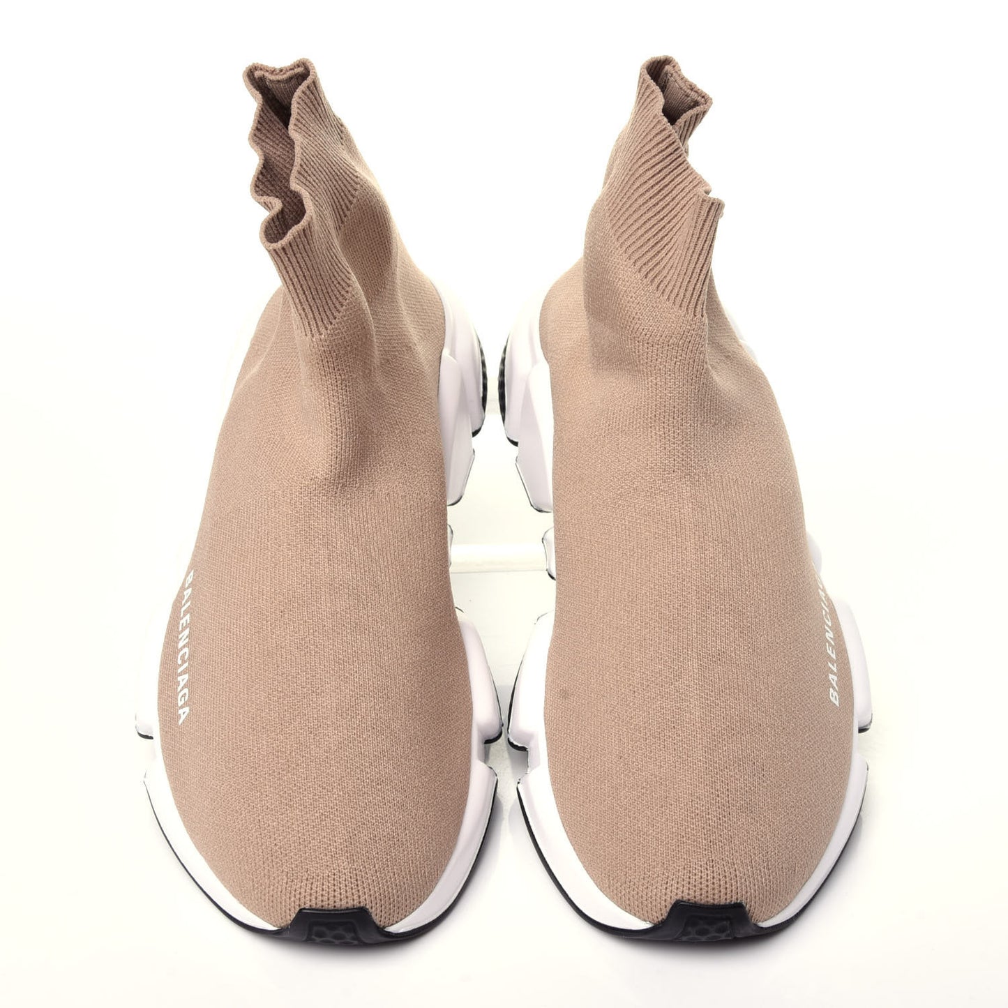Neoprene Knit Bi-Color Sole Womens Speed Sneakers 38 Beige White Black