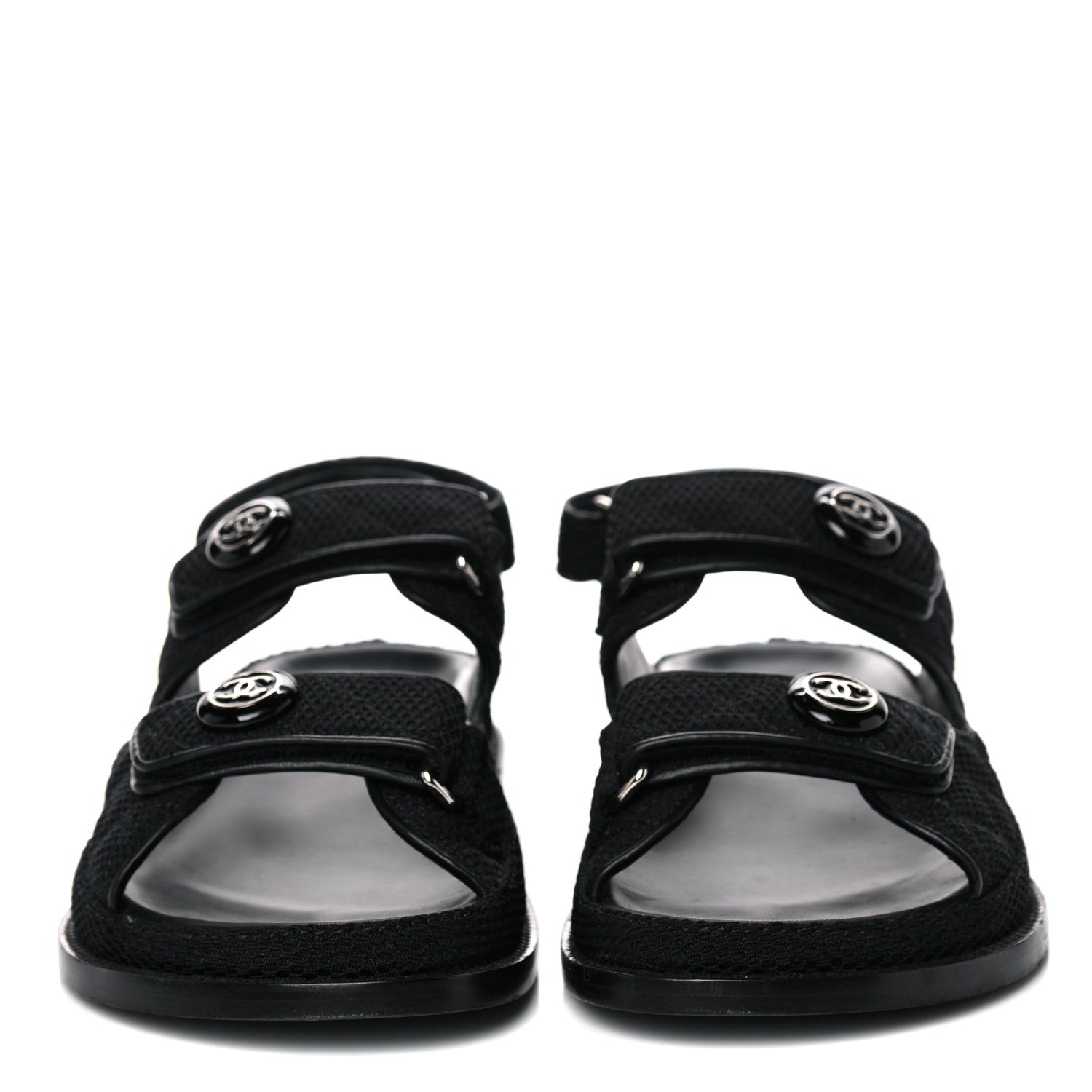 Chanel Fabric Velcro Dad Sandals 38 Black 2 of 13