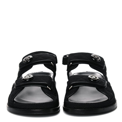 Chanel Fabric Velcro Dad Sandals 38 Black 2 of 13