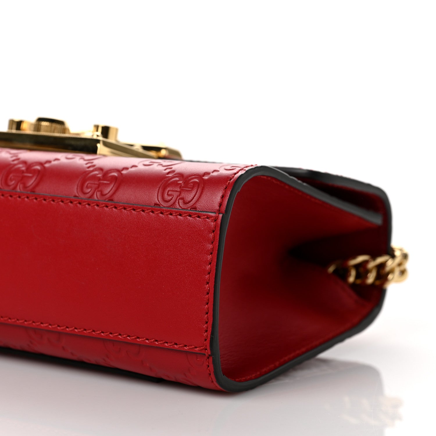 Gucci Guccissima Small Padlock Shoulder Bag Hibiscus Red 9 of 11