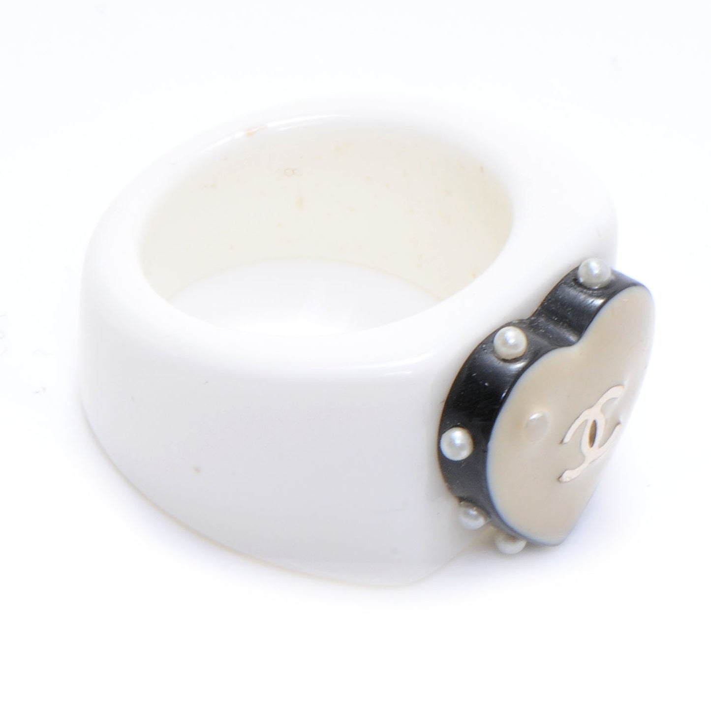 Resin Pearl CC Heart Ring 7