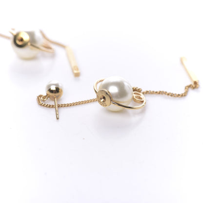 Christian Dior Pearl Tribales Dangle Chain Earrings Gold 4 of 4