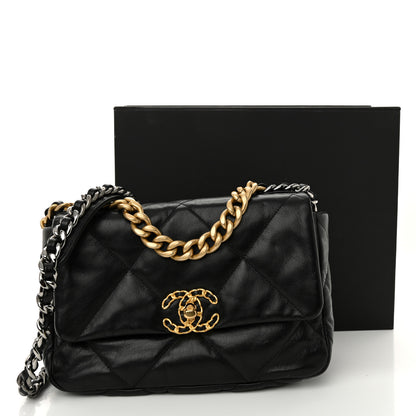 Chanel Shiny Goatskin Quilted Medium Chanel 19 Flap Black 11 of 11
