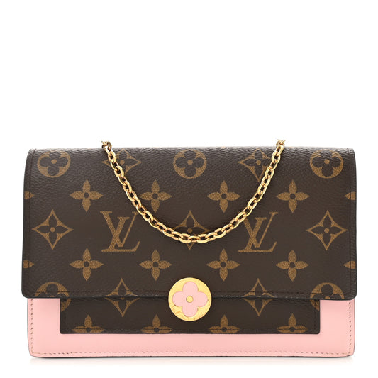 Monogram Flore Chain Wallet Rose Ballerine