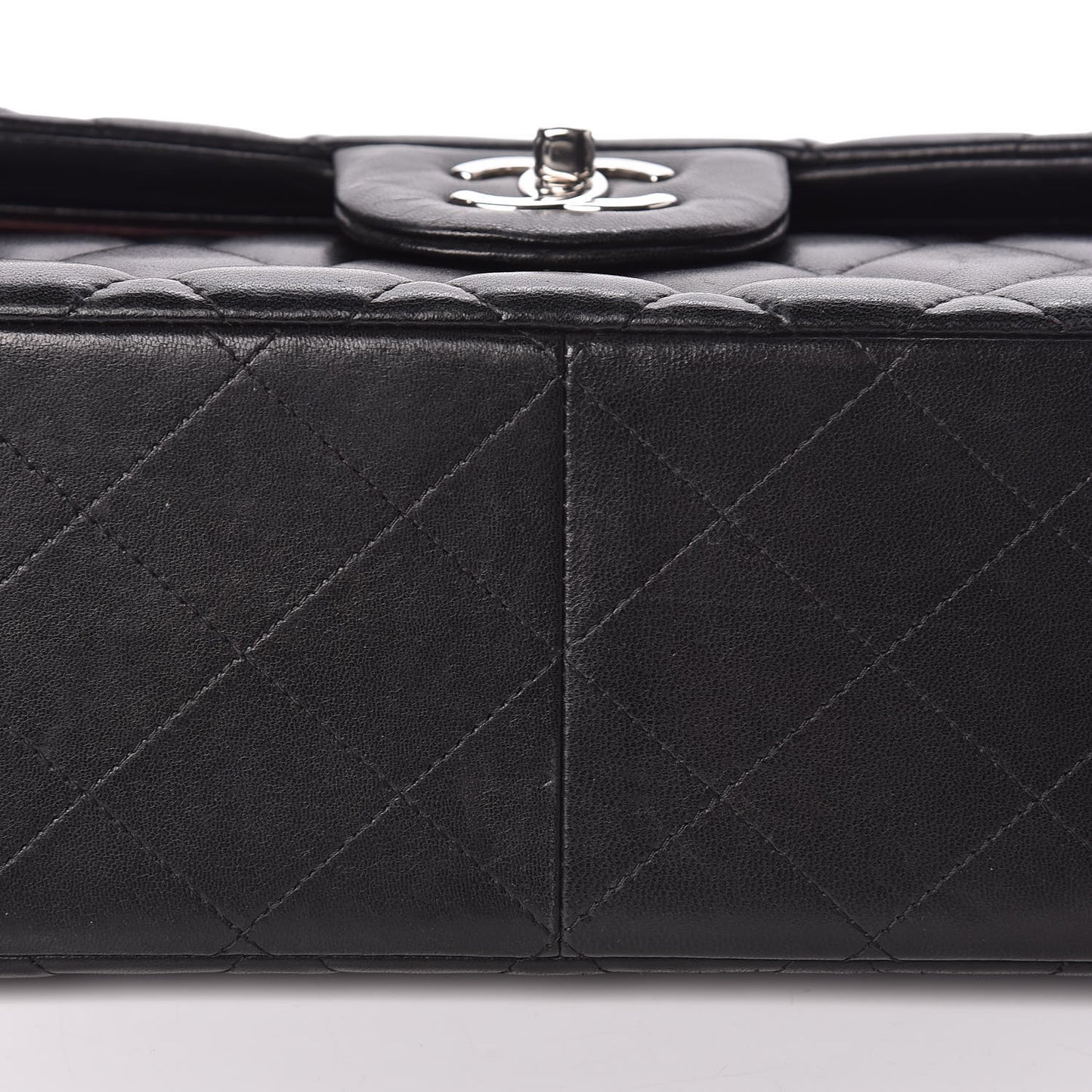 Lambskin Quilted Jumbo Double Flap Black