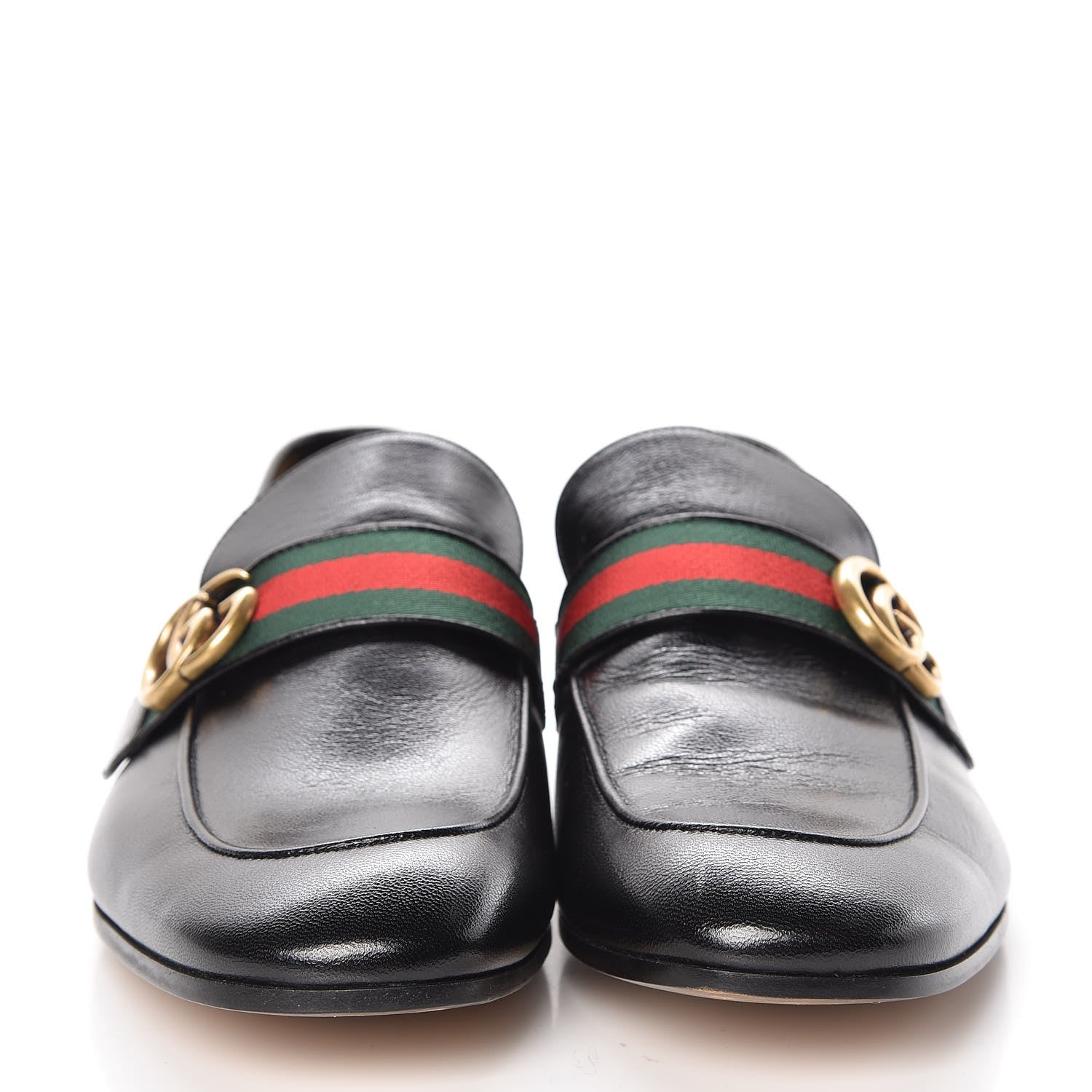 Gucci Goatskin Web Mens GG Loafers 10 Black 2 of 10