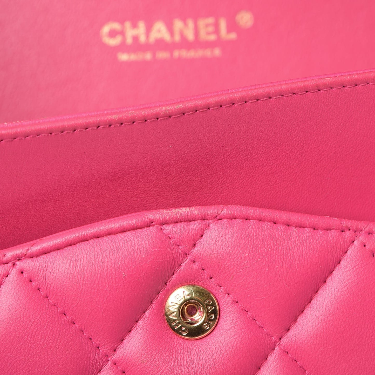 Lambskin Quilted Jumbo Double Flap Dark Pink