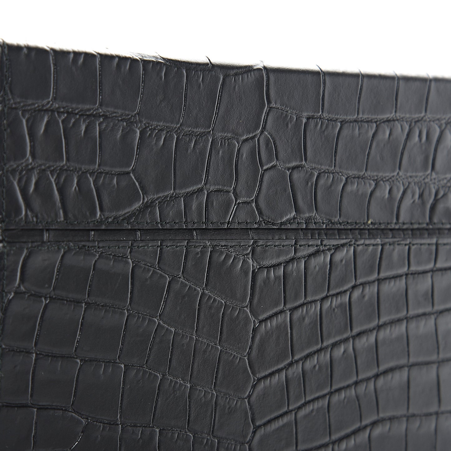 Calfskin Crocodile Embossed Daisey Box Clutch Black
