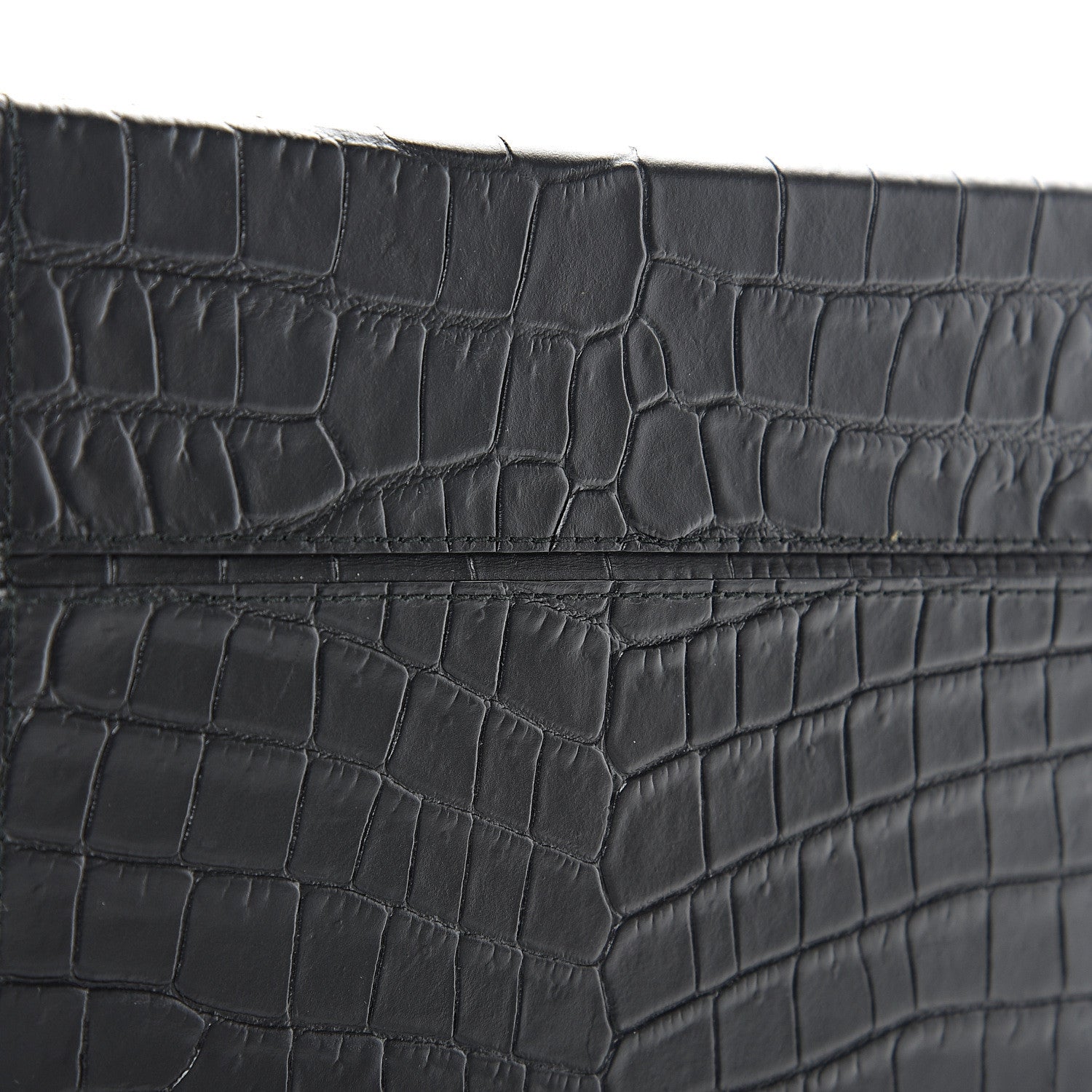 Bottega Veneta Calfskin Crocodile Embossed Daisey Box Clutch Black 6 of 9