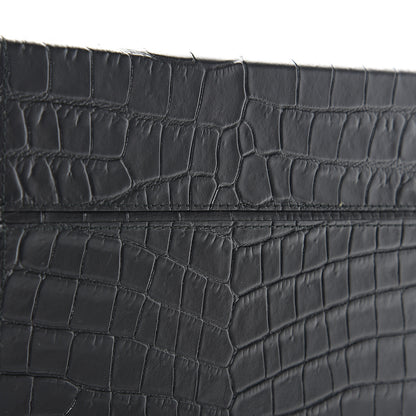 Bottega Veneta Calfskin Crocodile Embossed Daisey Box Clutch Black 6 of 9