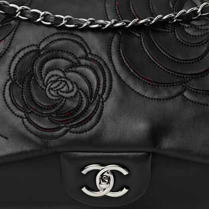 Chanel Lambskin Tweed Maxi Camellia Petals Flap Black 8 of 11