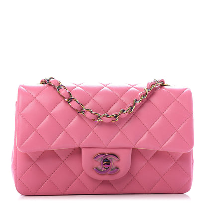 Chanel Lambskin Quilted Mini Rectangular Flap Pink Yellow 1 of 10