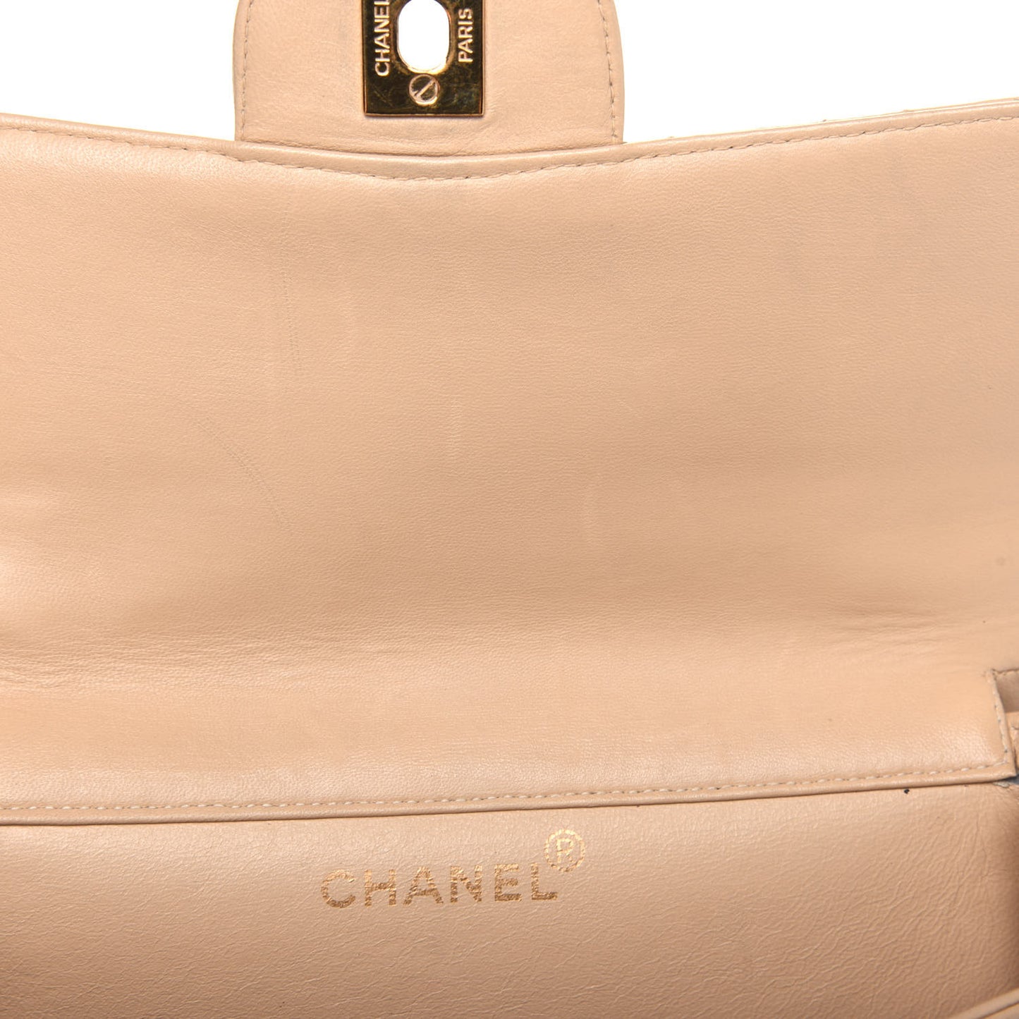 Lambskin Quilted Medium Double Sided Flap Beige