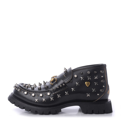 Gucci Cordovan Lux Studded Mens Harald Horsebit Ankle Boots 10 Black 1 of 10