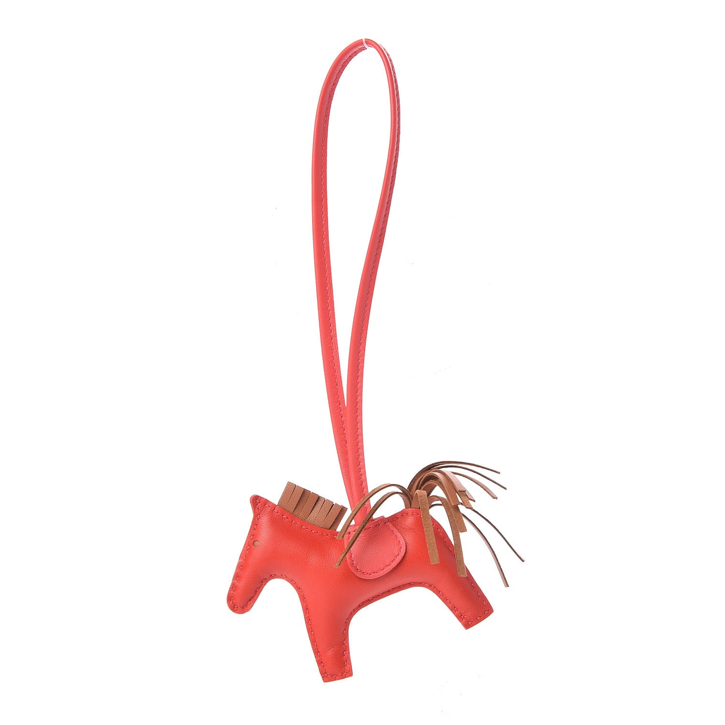 Milo Lambskin Grigri Rodeo Horse Bag Charm PM Rouge Indien Gold Bougainvillea