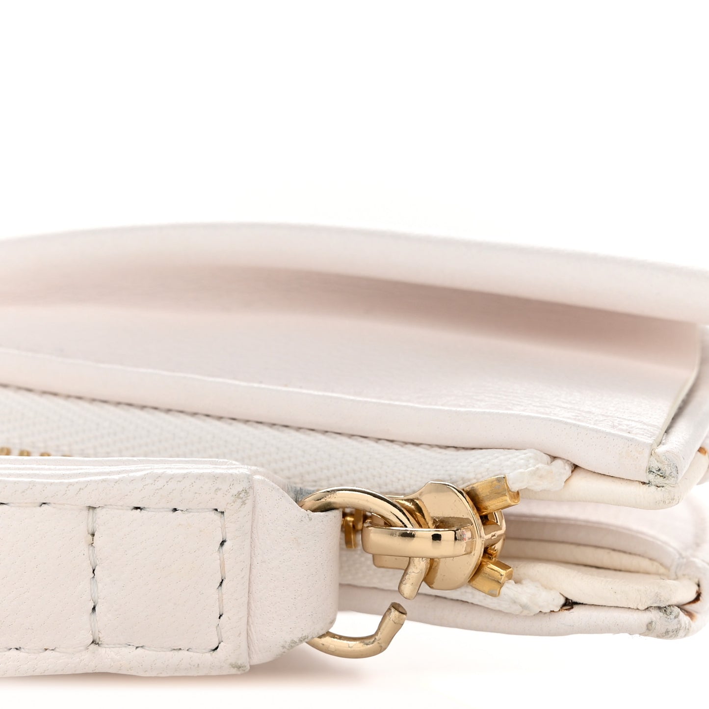 Lambskin Quilted Wave Clutch White