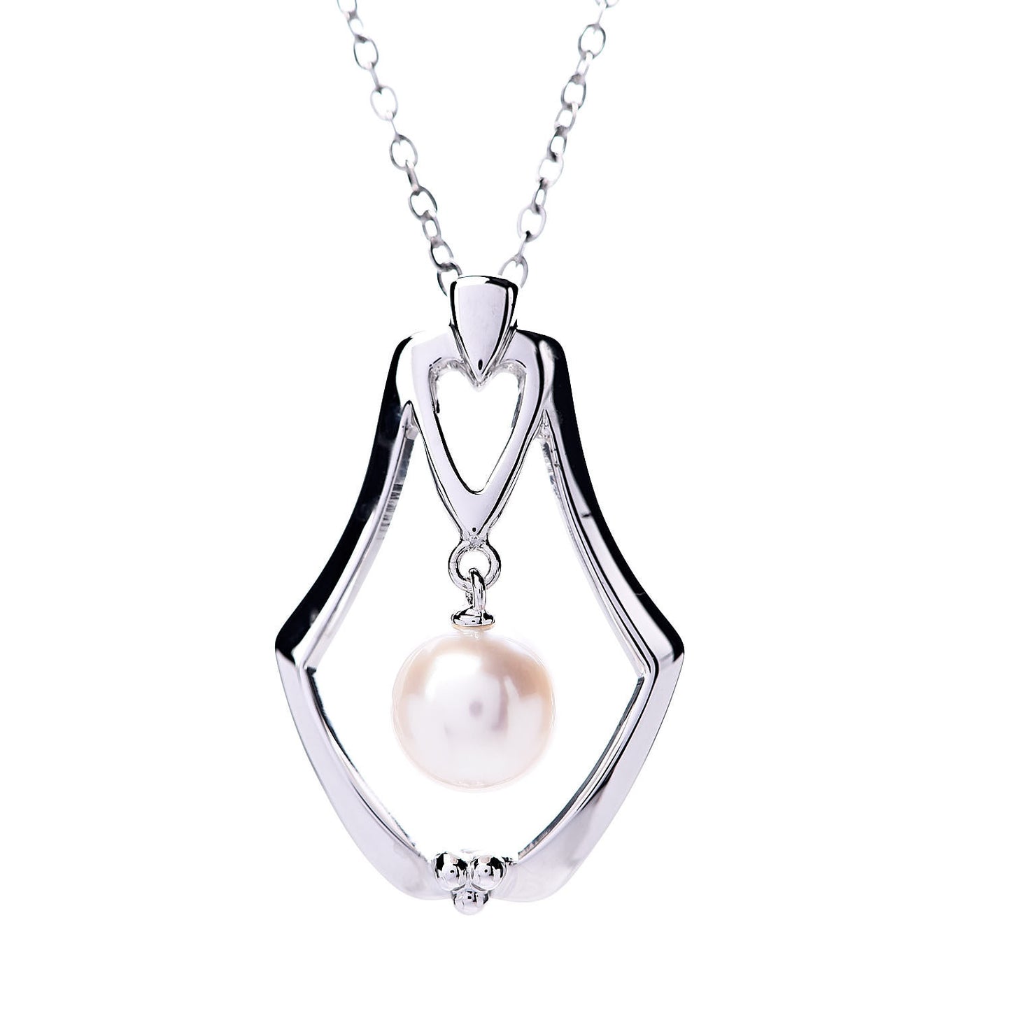 Sterling Silver Akoya Pearl 7mm Drop Pendant Necklace