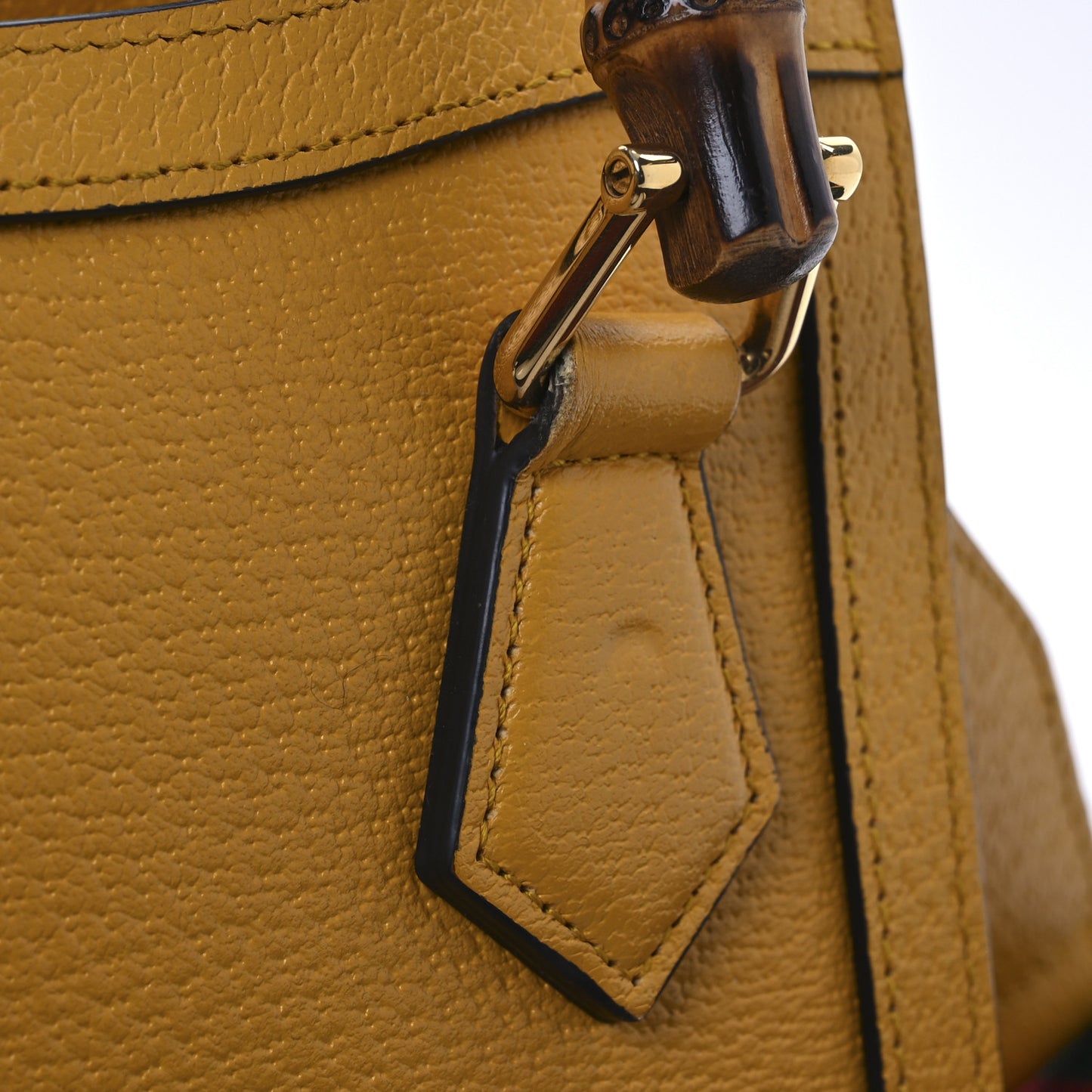 Textured Dollar Calfskin Web Mini Diana Tote Bag Yellow Dusty Azure