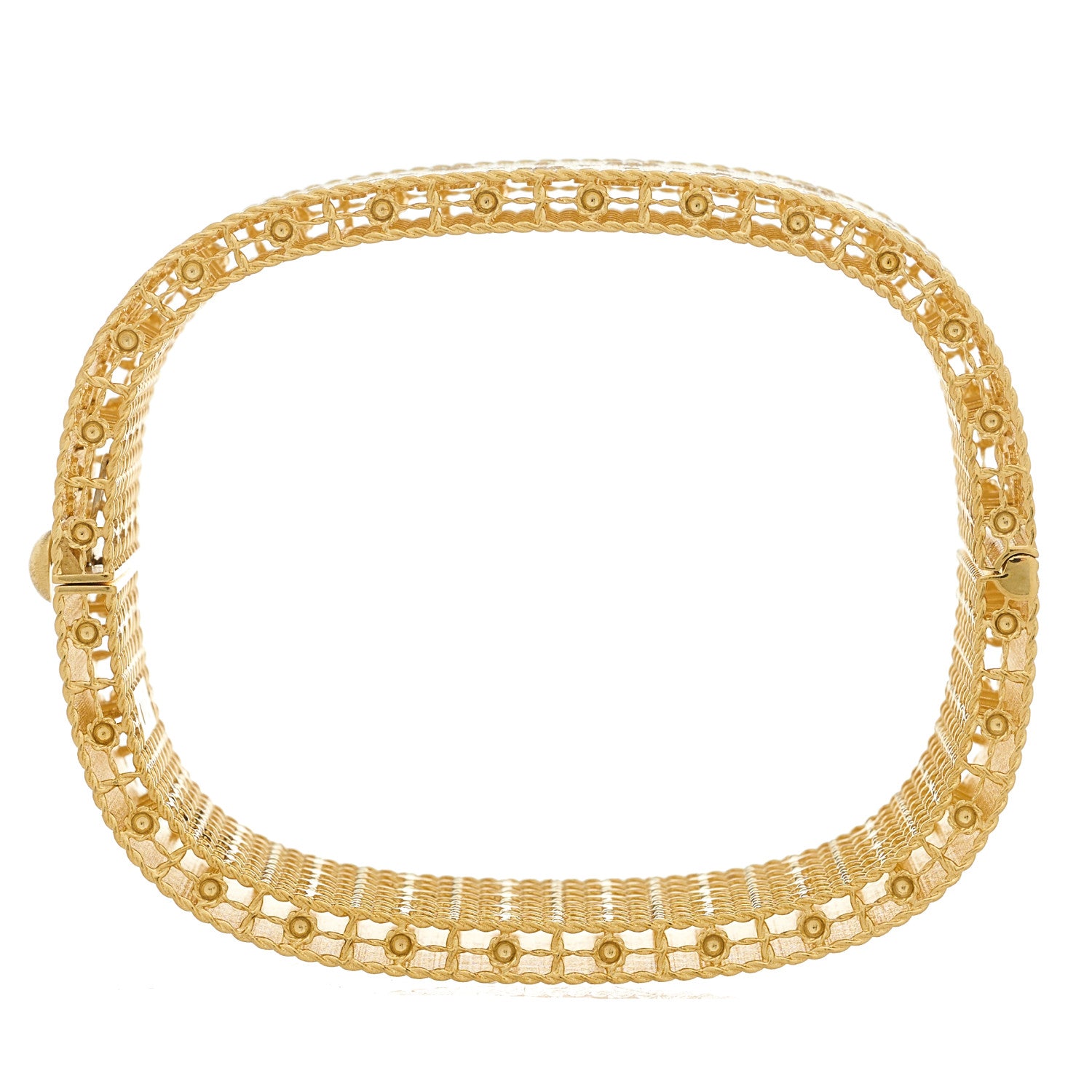 Roberto Coin 18K Yellow Gold Diamond Wide Princess Bangle Bracelet 3 of 5