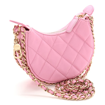 Chanel Lambskin Quilted Mini Chain Around Hobo Pink 3 of 10