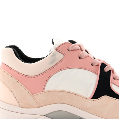 Chanel Nylon Lambskin Suede Calfskin CC Sneakers 38 Pink White Black 9 of 10