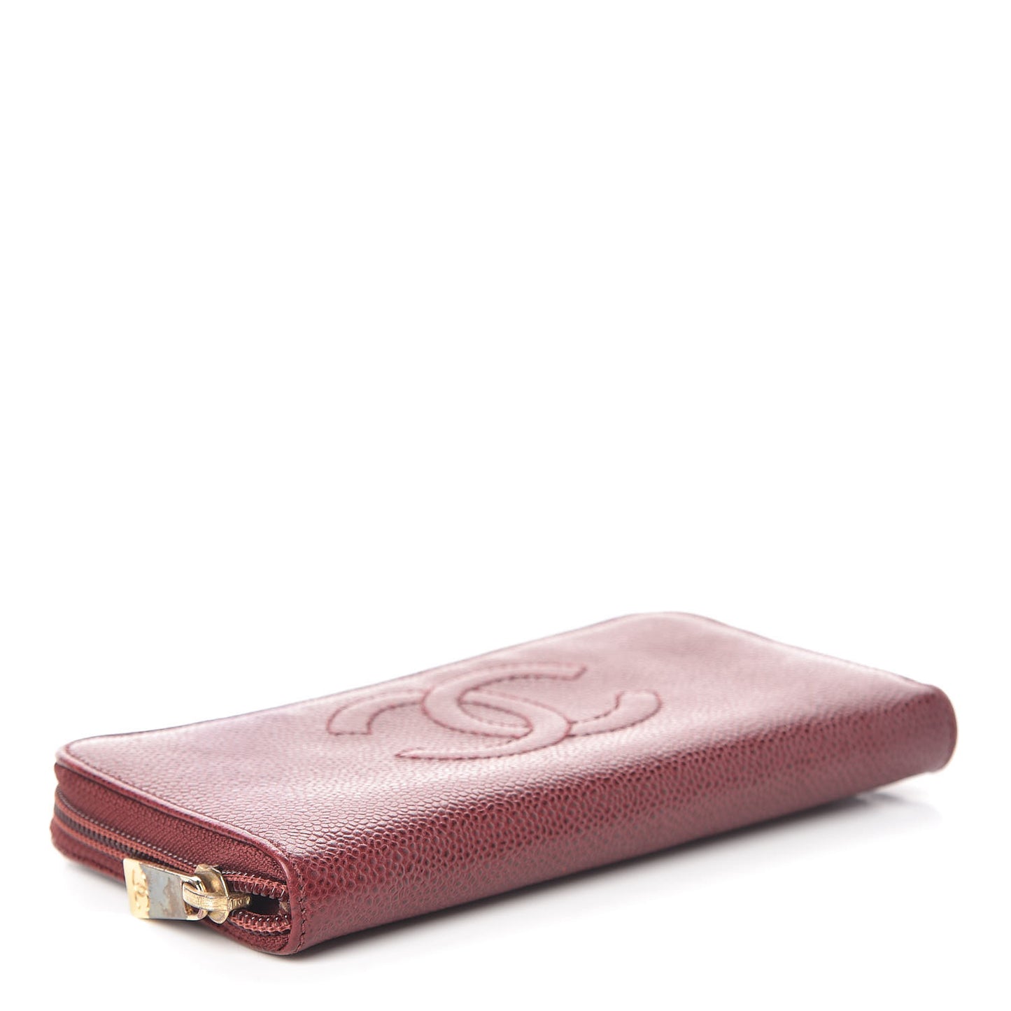 Caviar Large Timeless CC Zip Around Wallet Burgundy