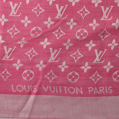 Louis Vuitton Silk Wool Monogram Denim Shawl Pivoine 4 of 5