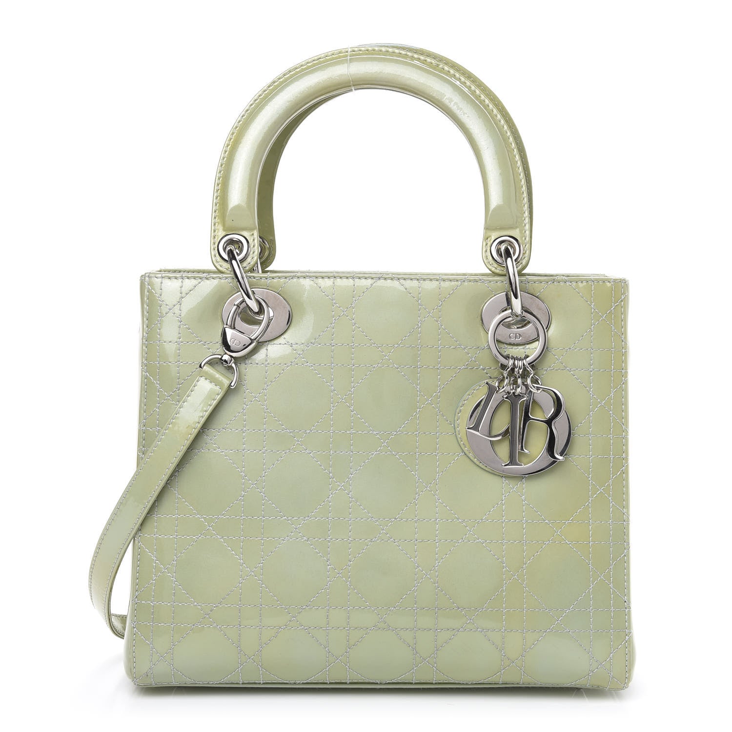 Christian Dior Patent Cannage Stitched Medium Lady Dior Green 1 of 12
