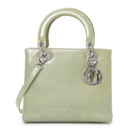 Christian Dior Patent Cannage Stitched Medium Lady Dior Green 1 of 12