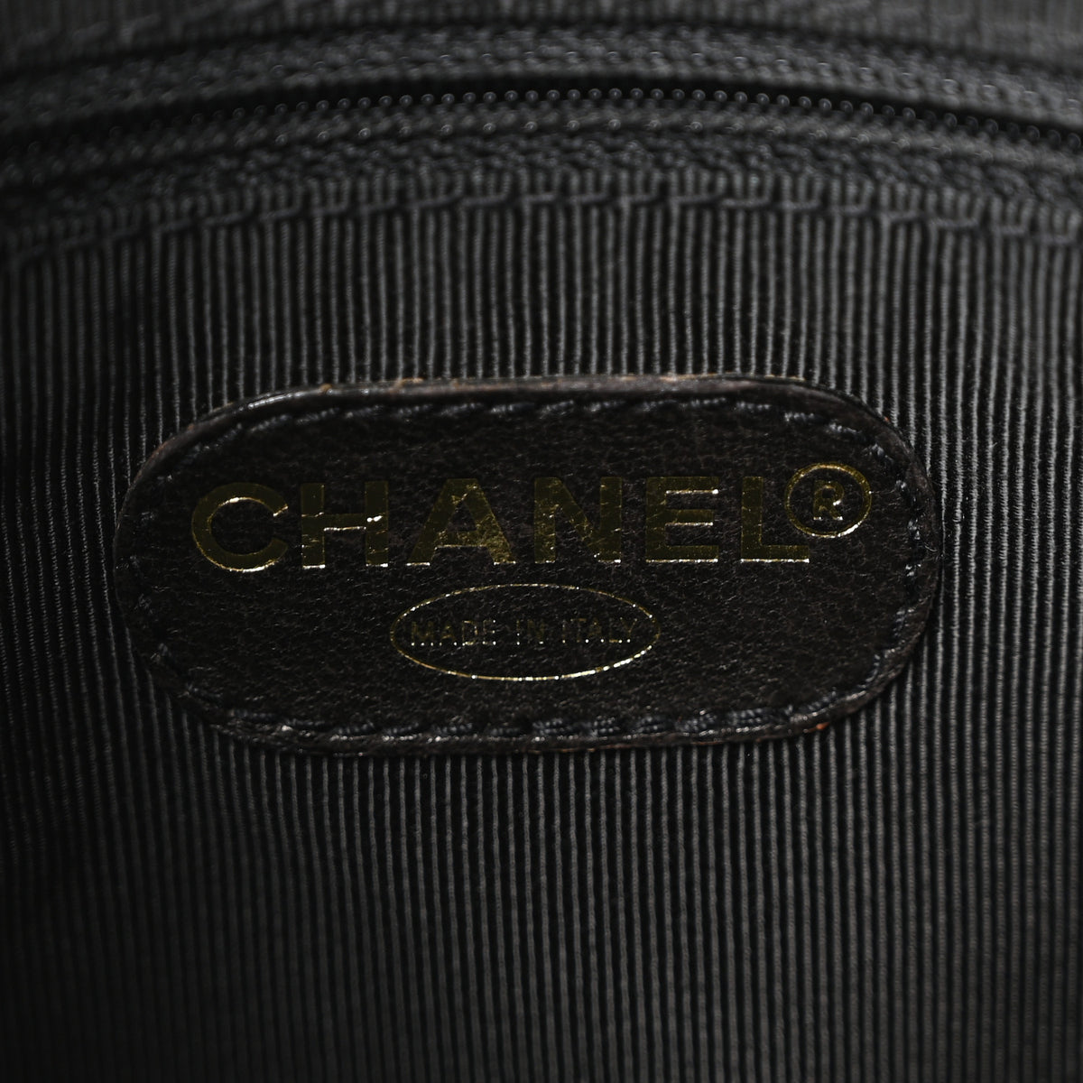 Chanel Caviar Embroidered Logo Shoulder Bag Black 6 of 10