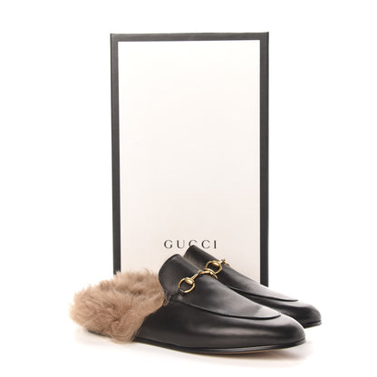 Gucci Calfskin Fur Womens Princetown Slippers 41 Black 8 of 8
