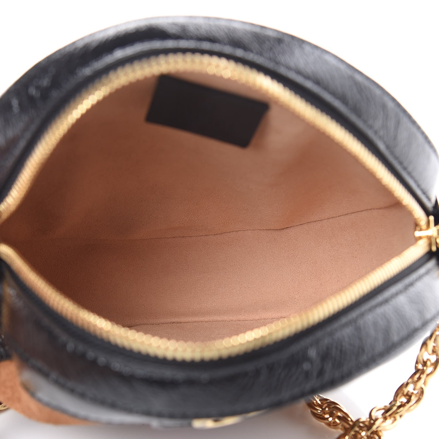 Gucci Suede Patent Web Mini Ophidia Round Shoulder Bag Nocciola Black 5 of 10