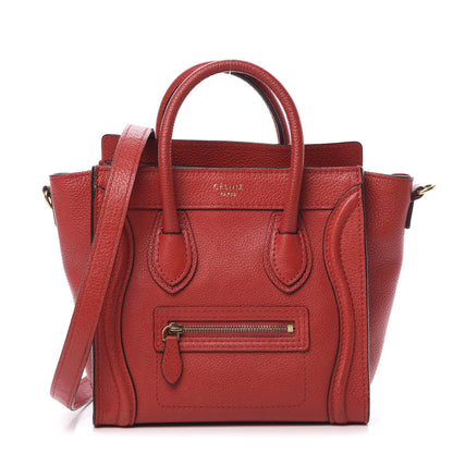 Celine Drummed Calfskin Nano Luggage Coquelicot 1 of 11