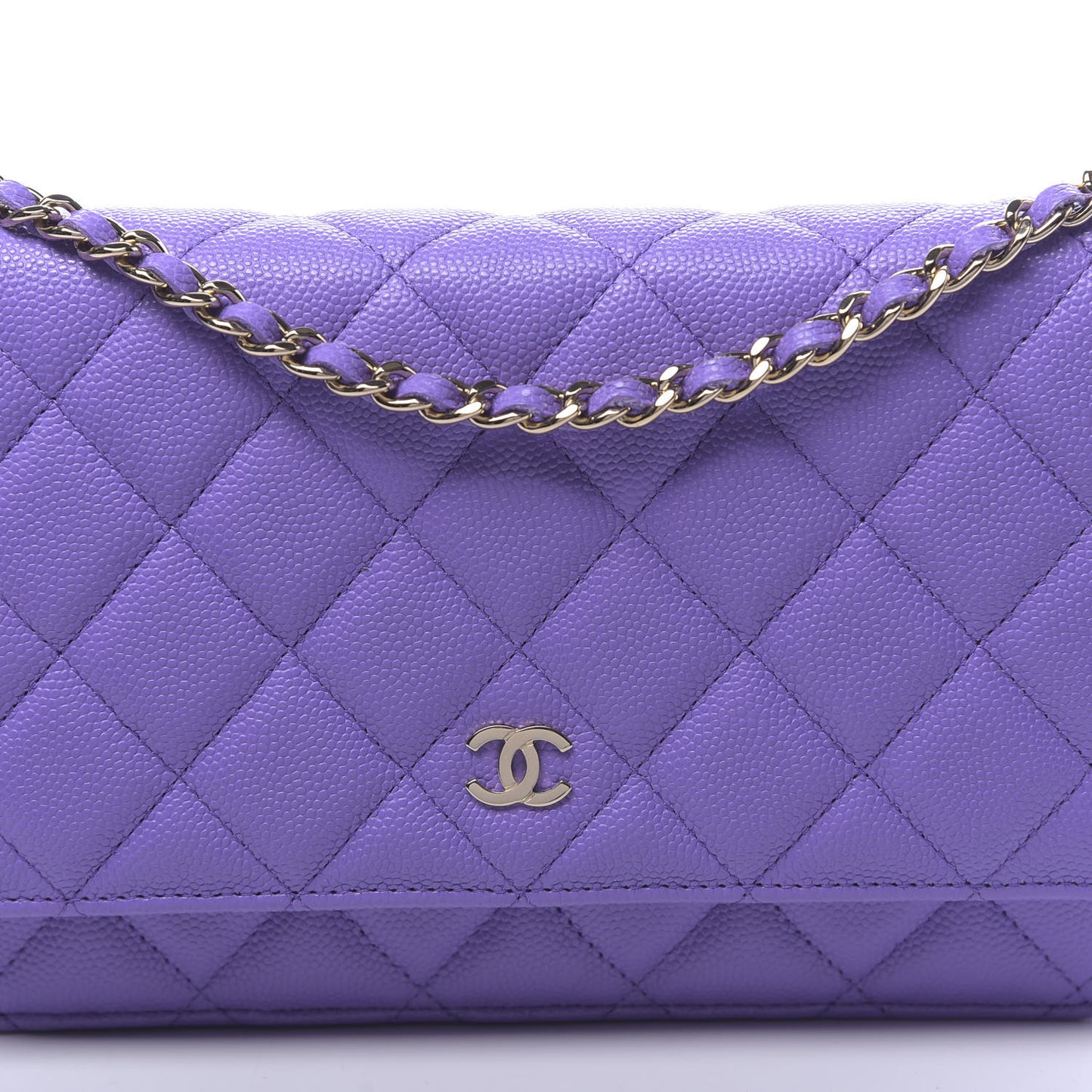 Caviar Quilted Wallet On Chain WOC Purple