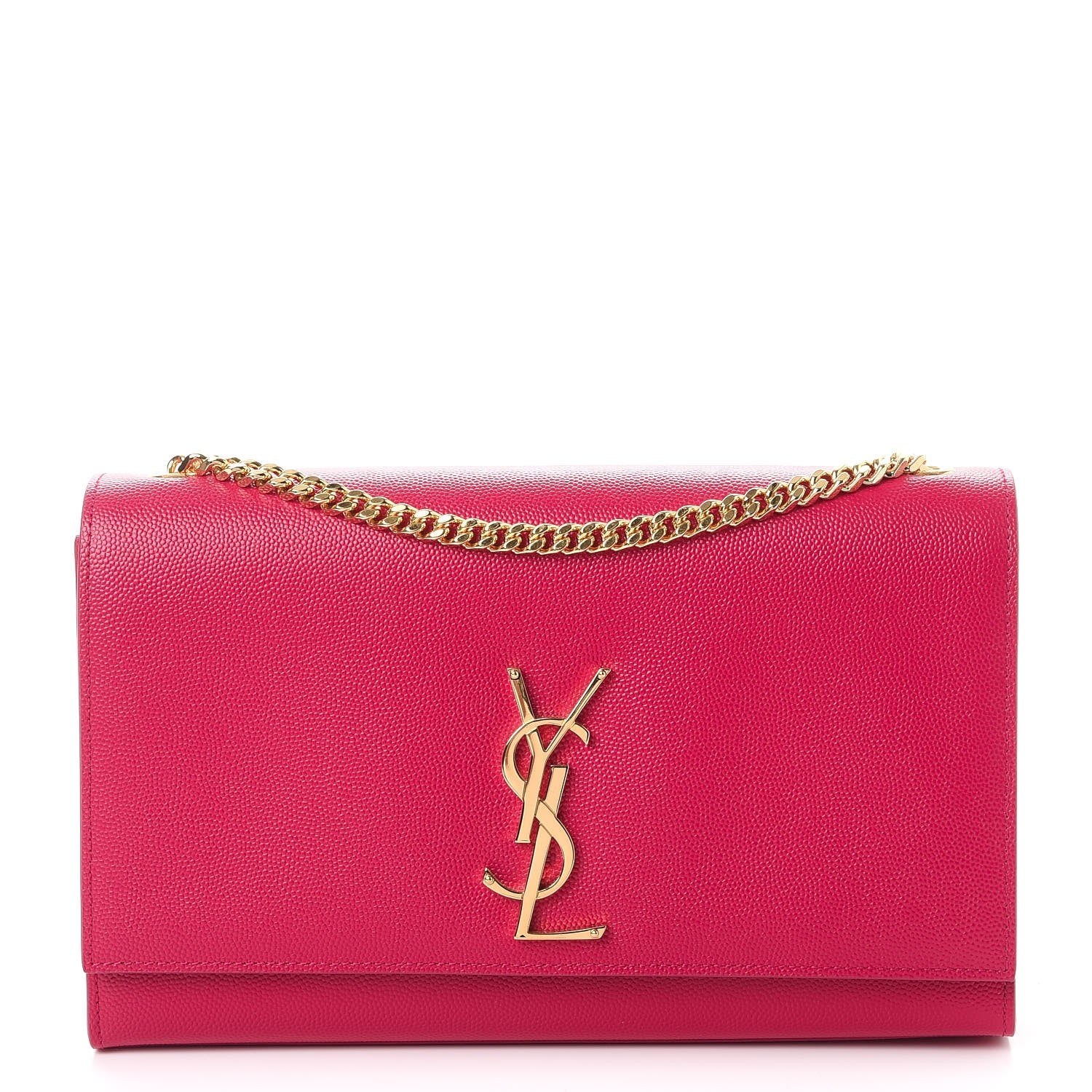 Saint Laurent Grain De Poudre Medium Monogram Kate Satchel Lipstick Fuchsia 1 of 7