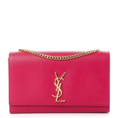 Saint Laurent Grain De Poudre Medium Monogram Kate Satchel Lipstick Fuchsia 1 of 7