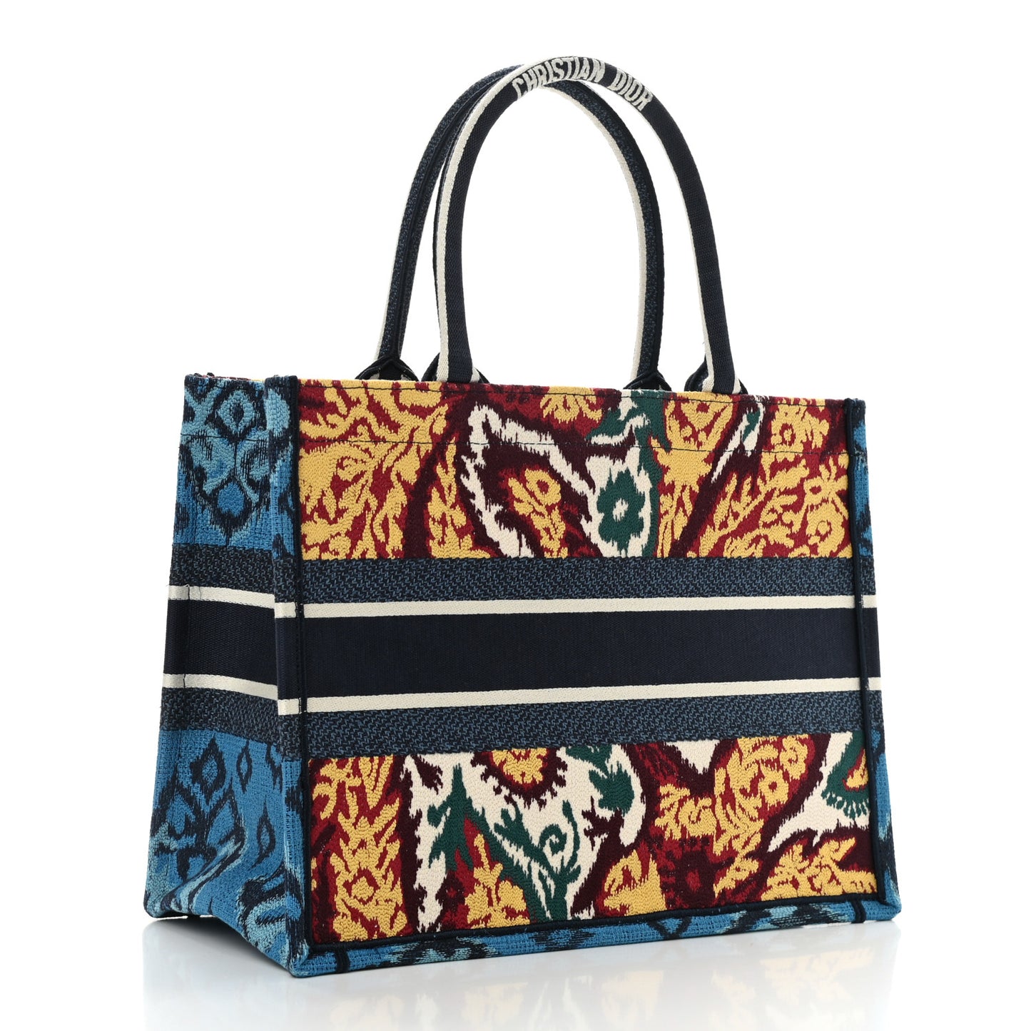 Canvas Embroidered Paisley Medium Book Tote Blue Multicolor