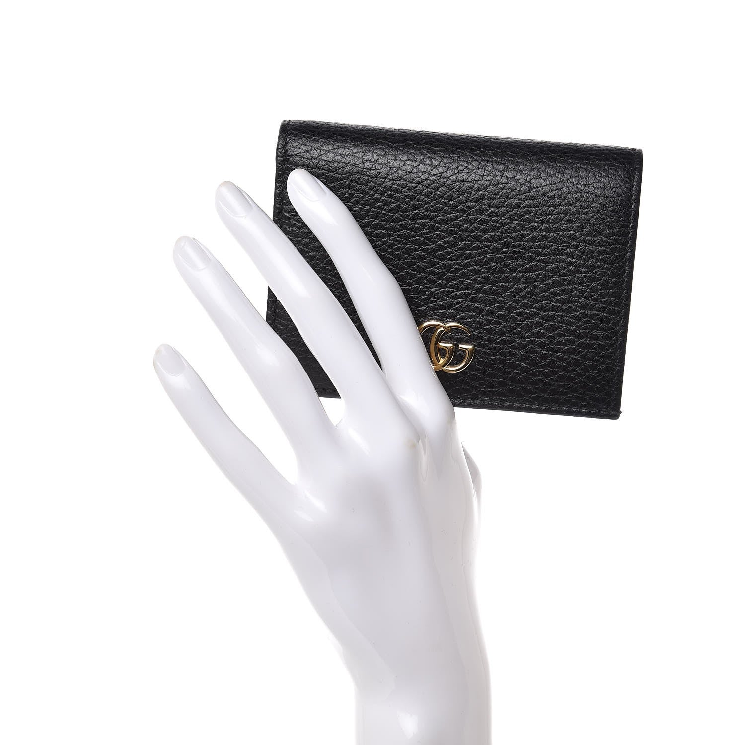 Gucci Pebbled Calfskin GG Marmont Card Case Black 2 of 7