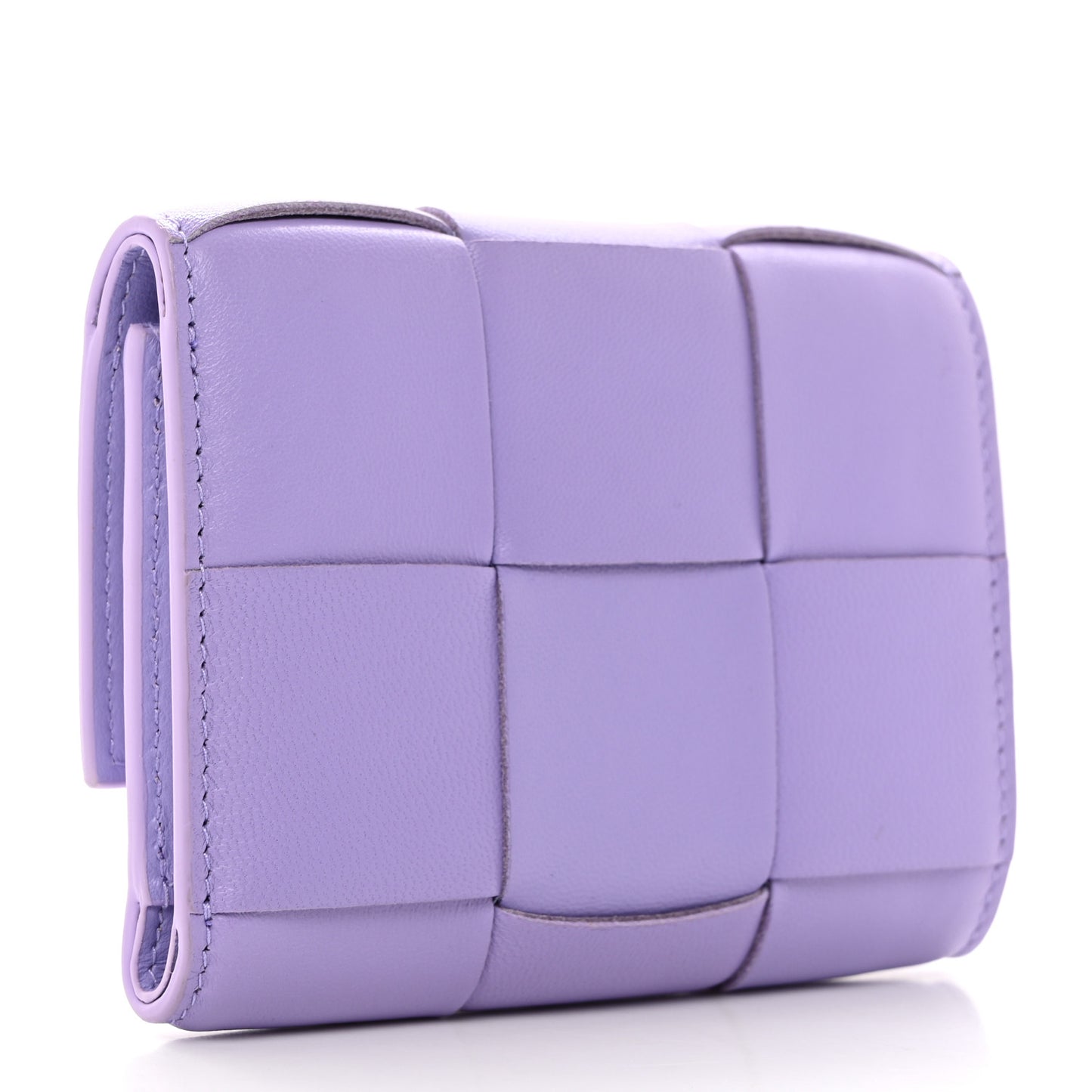 Nappa Calfskin Maxi Intrecciato Cassette Tri-Fold Wallet Wisteria