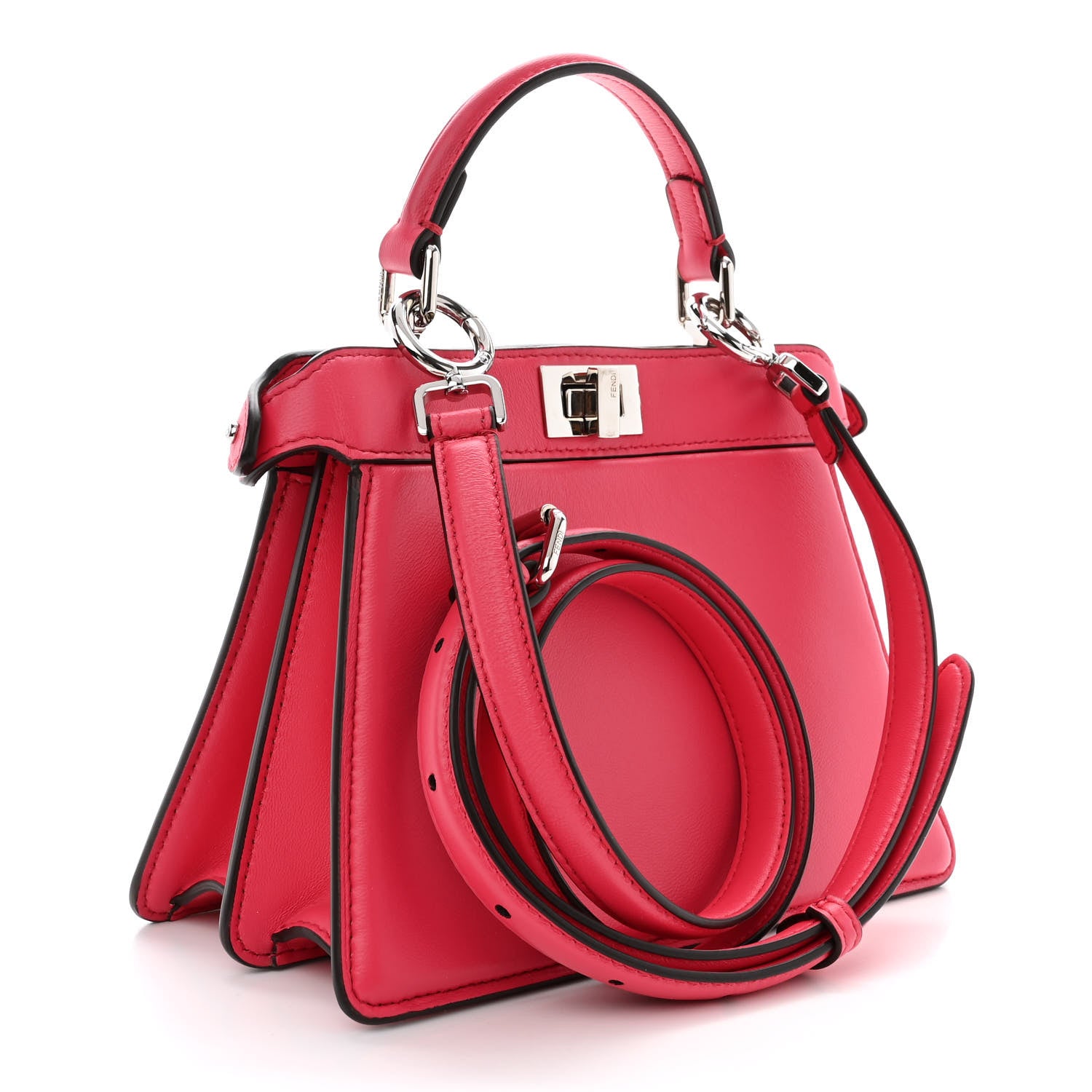 Fendi Shiny Nappa Petite Peekaboo I SEE U Satchel Lampone 3 of 12