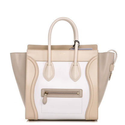 Celine Smooth Calfskin Mini Tri-Color Luggage White 1 of 7
