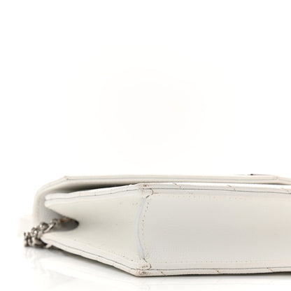 Saint Laurent Grain De Poudre Matelasse Chevron Monogram Envelope Chain Wallet Optical White 8 of 9