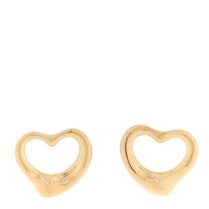 Tiffany 18K Yellow Gold 11mm Elsa Peretti Open Heart Earrings 1 of 4