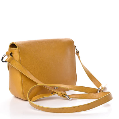 Miu Miu Goatskin Madras Shoulder Bag Yellow 3 of 18