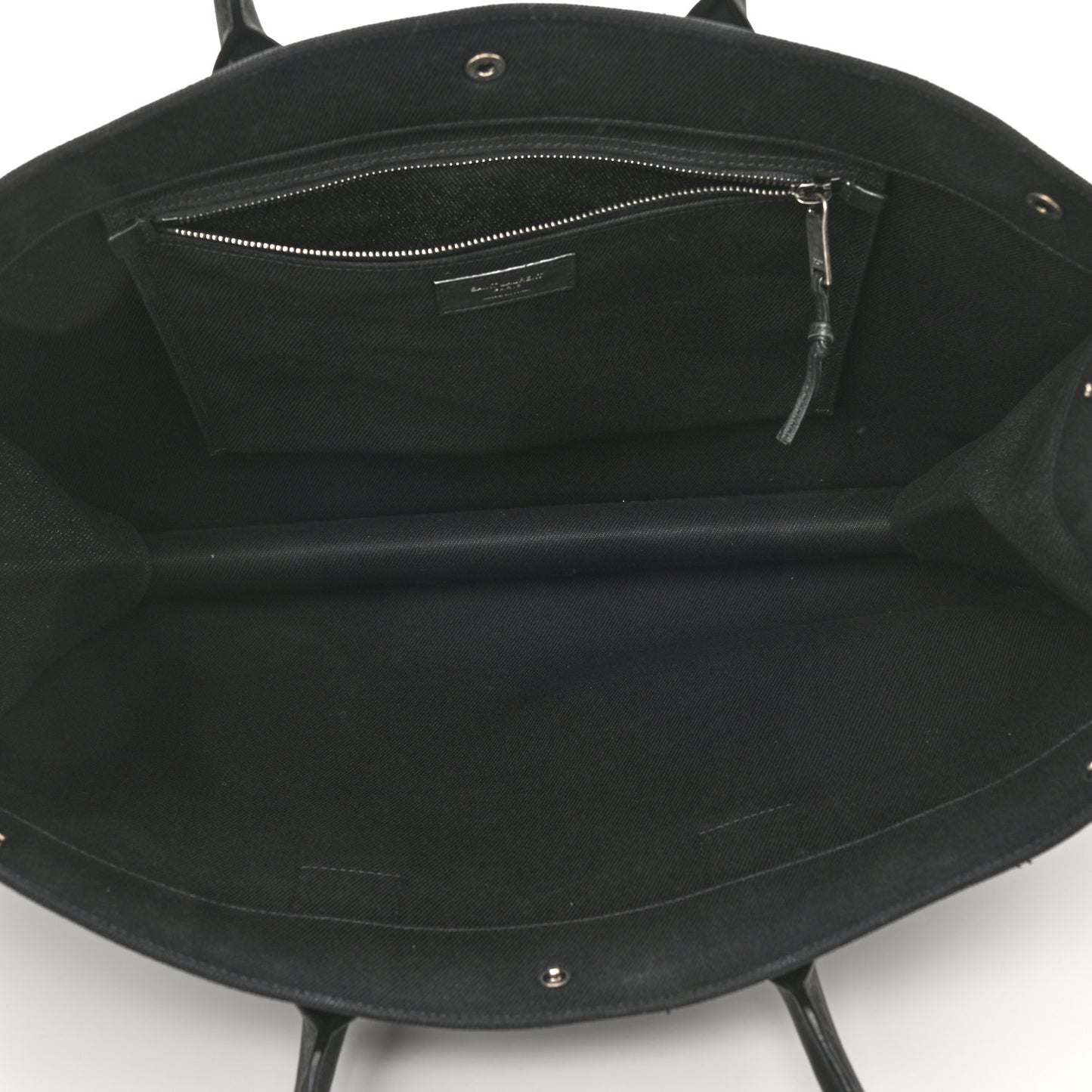 Linen Calfskin Rive Gauche Tote Black