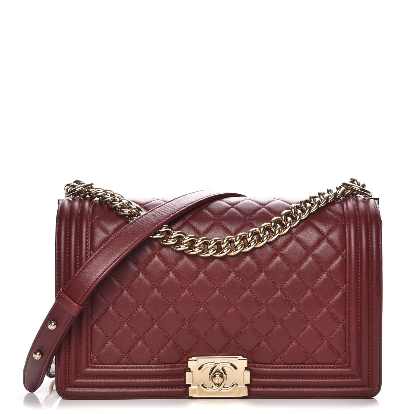 Lambskin Quilted New Medium Boy Flap Dark Red