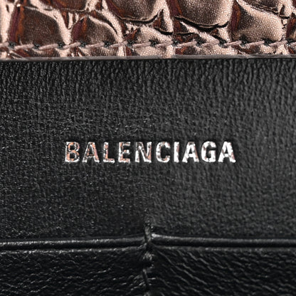 Balenciaga Shiny Metallic Calfskin Crocodile Embossed Hourglass Chain Bag Dark Bronze 6 of 14