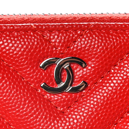 Chanel Caviar Chevron Quilted Small Clutch With Chain Light Red 16 of 17